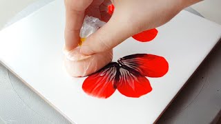 721 Beautiful red flowers  with water drop puff  Easy Painting for beginners  Designer Gemma77 [upl. by Files175]