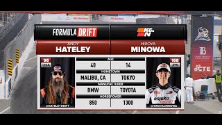 Hiroya Minowa Vs Andy Hateley  Formula DRIFT Long Beach 2024  PRO Round 1  Seeding 16 [upl. by Ativla]