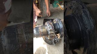 Filling the grease inside the bearing Truck Hub Greasing grease bearing truck shorts how viral [upl. by Geminian]