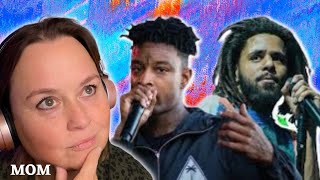 21 Savage  a lot Official Video ft J Cole MOM REACTION [upl. by Ahseekal949]