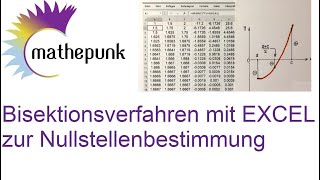 Bisektionsverfahren mit EXCEL zur Nullstellenbestimmung [upl. by Kessiah]