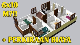 Desain Rumah Minimalis 6x10 Meter dengan 3 Kamar tidur  Denah Lengkap [upl. by Purse]