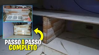 COMO FAZER UMA PRATELEIRA DE PORCELANATO BANCADA DIVISORIA COZINHA [upl. by Akinimod]