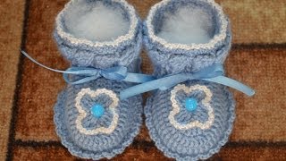 Пинетки Вариант 1 Booties crochet [upl. by Tamiko572]