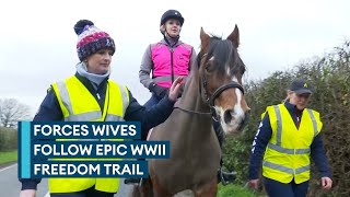 Military wives riding horses along historic WWII trail for charity [upl. by Misak]