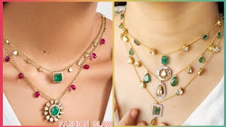 New Natural Stone Teardrop Charm Gold Chain Necklace Styles For Womens 2024 [upl. by Mmada943]