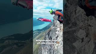 Wingsuit BASE Jumping off cliffs in Norway Follow CaptainManicornOfficial For more adventure sports [upl. by Auhso290]