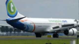 Transavia flyDubai colors B737800 Landing in AmsterdamSchiphol [upl. by Emery]