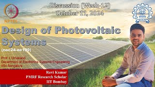 Design of Photovoltaic Systems  NPTEL  noc24ee109  Week12 [upl. by Iadrahc]