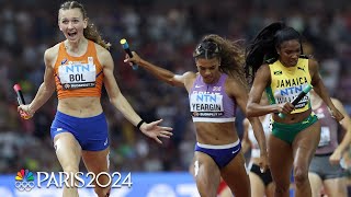 MUST SEE COMEBACK Femke Bols HEROIC ANCHOR upends 4x400 relay to cap Worlds  NBC Sports [upl. by Erdnaek]