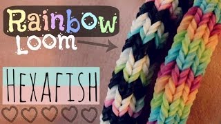 RAINBOW LOOM  HEXAFISH Bracelet  How To  6Pin Fishtail  Advanced  SoCraftastic [upl. by Radnaskela148]