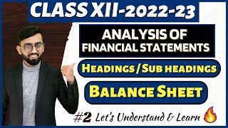 Analysis of Financial Statements Class 12 Accounts  Balance Sheet Headings amp Sub Headings  Part 2 [upl. by Adnerak]