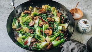 Bok Choy And Mushroom Stir Fry Recipe [upl. by Ariaet]