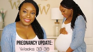 PREGNANCY UPDATE WEEKS 3338 Inducing Naturally Early Labor Contractions amp Final Bumpdate [upl. by Larisa]