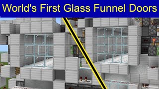 Video for Bow Tie Man Worlds First Glass Funnel Doors in Minecraft 3x3 and 4x4 Bedrock Edition [upl. by Earased]