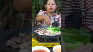 Beef BBQ shorts food khmercookingfood cookingchannel pork foodshow mukbang eating sausage [upl. by Yeleen]