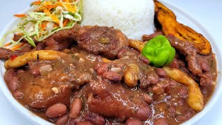 Jamaican style stew peasW pigtail amp chicken foot  recipe [upl. by Tomchay759]