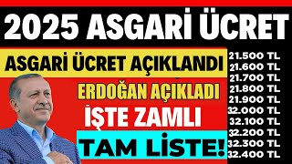 2025 ASGARİ ÜCRET NE KADAR OLACAK ERDOĞAN AÇIKLAMA YAPTI ENFLASYONA GÖRE İŞTE ÜCRETLER SON DAKİKA [upl. by Wera]