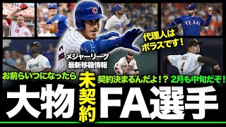 まだ所属先が決まっていない大物FA選手をおさらい！お前らいつになったら契約決まるんだよ！2月も中旬だぞ！代理人はボラスです！ [upl. by Oiled]