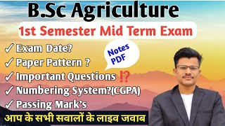 BSc Agriculture 1st Semester Mid Term Exam paper pattern cgpa system Important questions notes [upl. by Watkin]