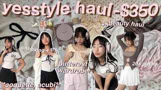 350 HUGE YESSTYLE tryon haul 🩰🪐 20 items trendy aesthetic clothes  kbeauty coquette acubi [upl. by Annirtak]