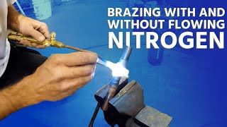 Brazing With and Without Flowing Nitrogen  Using Silver Solder Rings [upl. by Bergwall]