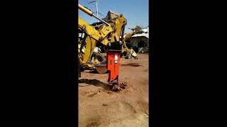 CAT420 backhoe loader hydraulic hammer demo  By SWT ATTACHMENTS [upl. by Yngiram8]