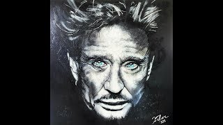 JOHNNY HALLYDAY PORTRAIT STREET ART BY ICHAR EL MEHDI [upl. by Harpole]