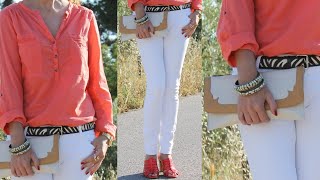 PANTALON BLANCO COMBINACIONES DE ROPA LOOKS Y OUTFITS COMO COMBINAR PANTALONES DE COLOR BLANCO [upl. by Carola211]