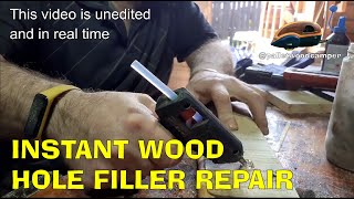 Instant Wood Filler Repair Sandable In 60 Secs palletwoodcamper [upl. by Ulphiah]