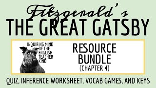 The Great Gatsby Chapter 4 Quiz Close Reading Inference Worksheet and Vocabulary Games [upl. by Longfellow]