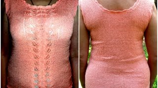 Вязание летнего топа с центральным узором спицами Openwork top with needles openwork top spokes [upl. by Doerrer266]