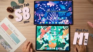 รีวิว Galaxy Tab S8 Ultra VS iPad Pro 129  ต่างกันพันเดียว เอาอะไรดี [upl. by Ydassac134]