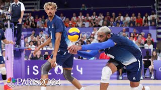 France DEVASTATES Germany with reverse sweep to keep volleyball title hopes alive  Paris Olympics [upl. by Kinnon]