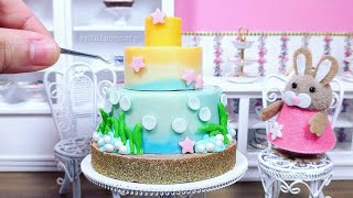 Miniature Edible Ocean Cake  Seaside Beach Cake ft MiniBunny  Mini Food ASMR [upl. by Rehpotsrhc]