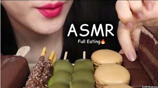 Chocolate Cake Ice Cream Macaron and Caramel ASMR Mukbang asmr mukbang [upl. by Broddie747]