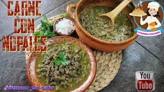 CARNE DE RES CON NOPALES EN SALSA VERDE [upl. by Ainnos]