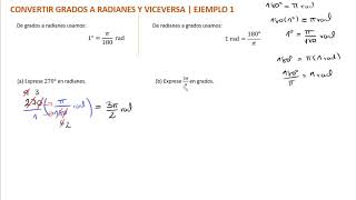 Convertir grados a radianes y viceversa  EJEMPLO 1 [upl. by Alrats146]