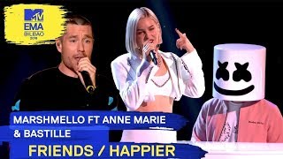 Marshmello Ft AnneMarie amp Bastille  FRIENDS  HAPPIER  2018 MTV EMA Live Performance [upl. by Lesh]