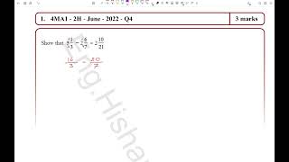 1  4MA1  2H  June  2022  Q4 [upl. by Mechling]