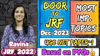 Revision Marathon UGC NET Paper1 Dec 2023  Door to JRF  Most Important Topics  UGC NET Paper1 [upl. by Gore]