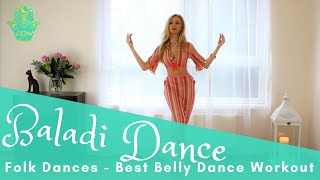 BALADI dance tutorial basic moves  Best Belly Dance Workout [upl. by Bibah267]