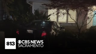 Car crashes into Sacramento home where fourway stop signs were recently installed [upl. by Kilah735]