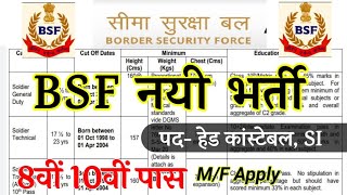 BSF Constable Recruitment 2023 Notification  BSF New Vacancy 2023 BSF HC Vacancy 2023  80 Post [upl. by Justino]