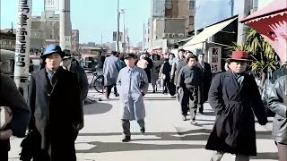 A day in Japan 1940s in color 60fps Remastered wsound design added [upl. by Asirak710]