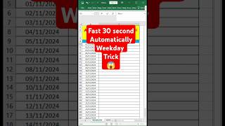 Automatically Weekday Calculation  Excel Trick  rscomputerhub  exceltips exceltricks viral [upl. by Leahey410]