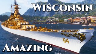 World of Warships USS Wisconsin is Amazing [upl. by Lezned]