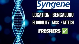 Syngene Hiring Freshers  Bengaluru jobs  Msc Biotechnology Biochemistry Lifescience jobs [upl. by Jolee]