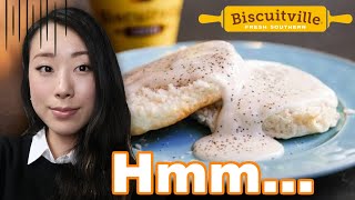 Japanese Tries Biscuits And Gravy For The First Time [upl. by Einitsed]