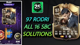 MADFUT 25 RODRI SBC Easiest Way Possible ALL 16 SOLUTIONS  Balon DOr 97 Rodri  Madfut 25 [upl. by Hogen]